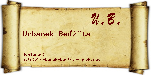 Urbanek Beáta névjegykártya